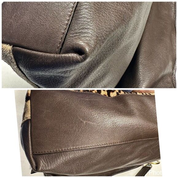 Garnet Hill Leopard Animal Print Calf-Hair Shoulder Bag - Picture 7 of 16